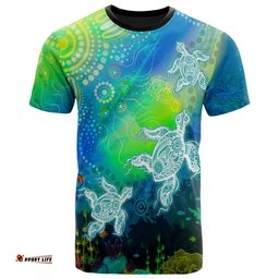Amazing Aussie Australia Aboriginal Inspired T-Shirt - Indigenous Turtle Ocean Dot Painting Art