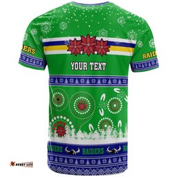 Amazing Aussie Canberra Raiders Christmas T-Shirt - Custom Canberra Raiders Ugly Christmas And Aboriginal Inspired Patterns T-Shirt