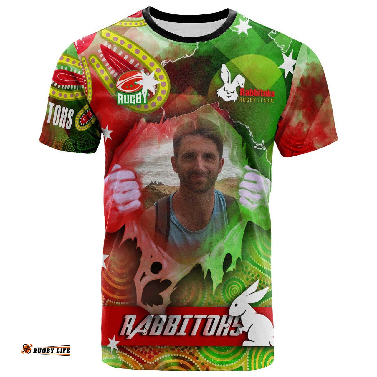Amazing Aussie South Sydney Rabbitohs T-shirt - Photo South Sydney Rabbitohs Indigenous T-shirt