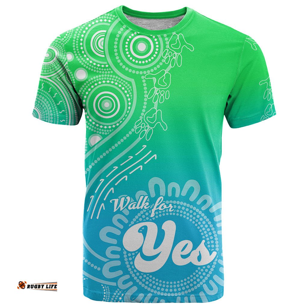 personalised australia walk for yes t shirt indigenous voice 2023 aboriginal green vibe