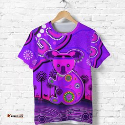 custom personalised aboriginal art koala t shirt indigenous unique vibes purple