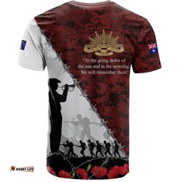 Amazing Aussie Australia T-Shirt - Anzac Day Poppy Flower And Barbed Wire