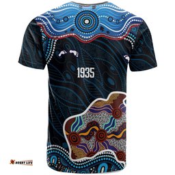 Amazing Aussie Canterbury-Bankstown Bulldogs T-Shirt - Custom Canterbury-Bankstown Bulldogs Ball with Contemporary Style Of Aboriginal Inspired Dot Painting