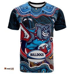 Amazing Aussie Canterbury-Bankstown Bulldogs T-Shirt - Custom Canterbury-Bankstown Bulldogs Ball with Contemporary Style Of Aboriginal Inspired Dot Painting