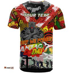 personalised panthers anzac day t shirt aboriginal rising sun dt02