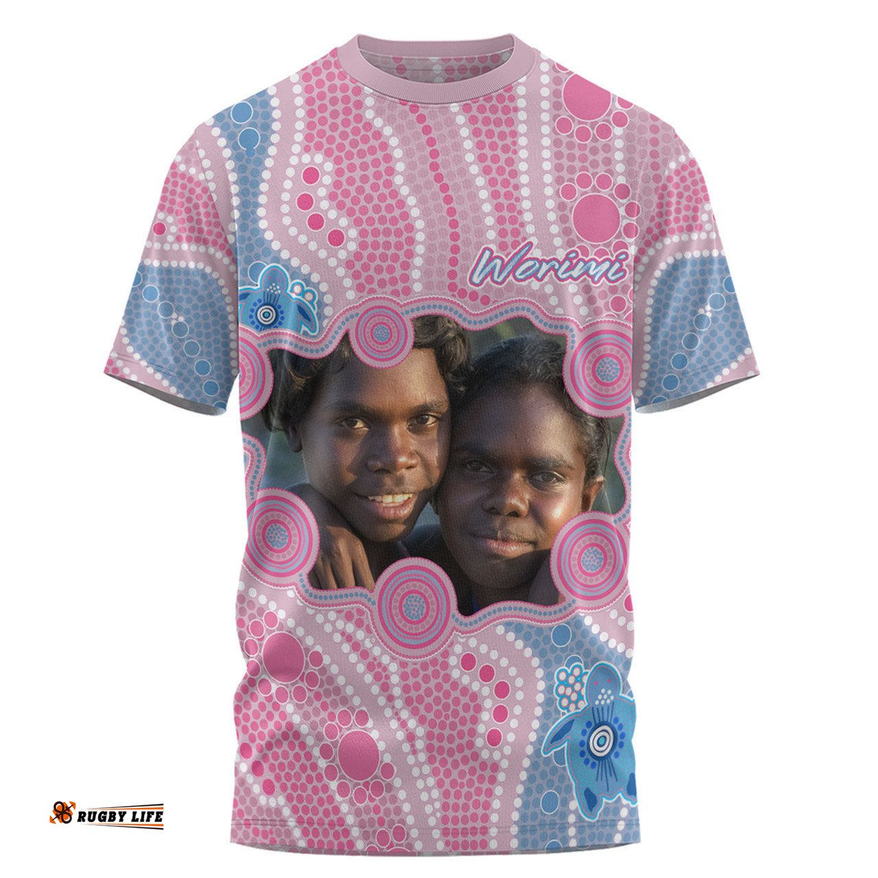 Amazing Aussie Australia Personalised Aboriginal Custom T-shirt - River And Turtles Dot Art Painting Pink T-shirt
