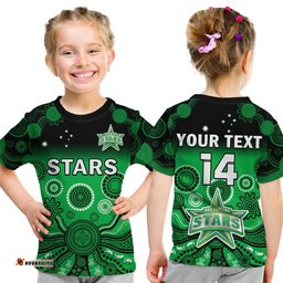 custom text and number stars cricket t shirt melbourne team green gradient aboriginal art