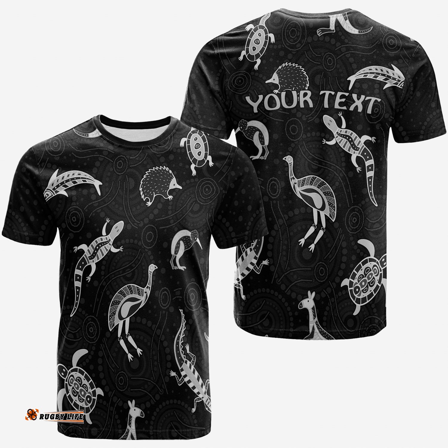 custom personalised aboriginal art t shirt animals australia version black