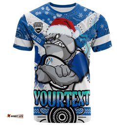 Amazing Aussie Canterbury-Bankstown Bulldogs Christmas T-Shirt - Custom Canterbury-Bankstown Bulldogs Aboriginal Inspired Christmas T-Shirt