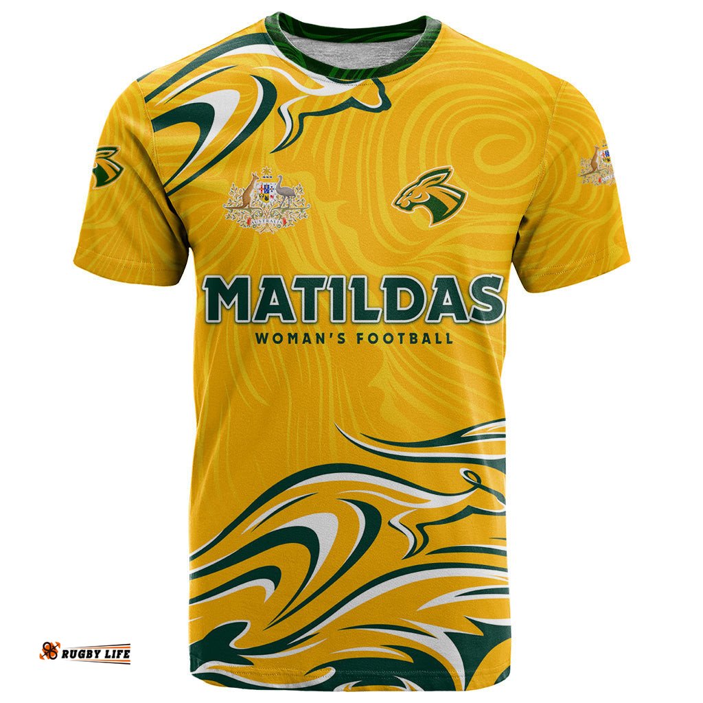 personalised australia soccer matildas t shirt kangaroo tornado yellow dt02