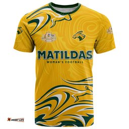 personalised australia soccer matildas t shirt kangaroo tornado yellow dt02
