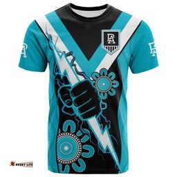 custom text and number port adelaide football t shirt power thunder hand mix aboriginal dynamic
