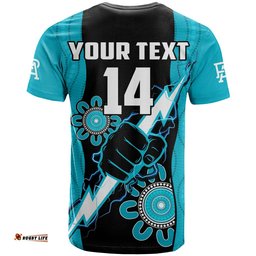 custom text and number port adelaide football t shirt power thunder hand mix aboriginal dynamic