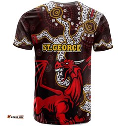 Amazing Aussie St. George Illawarra Dragons T-Shirt - Custom Dragon with Ball and Knight Contemporary Style of Aboriginal Inspired