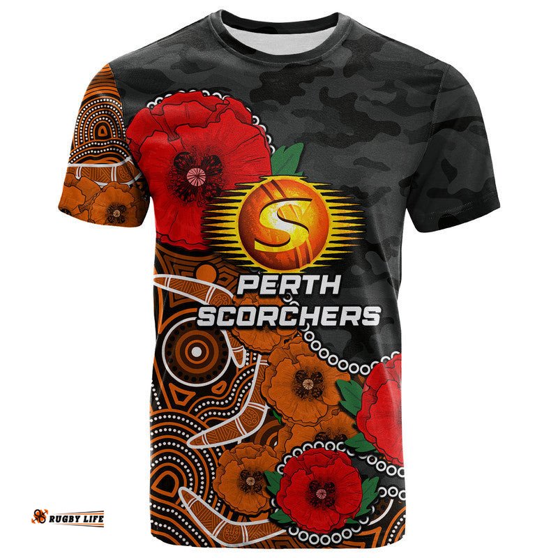 custom personalised anzac day perth scorchers army mix aboriginal t shirt