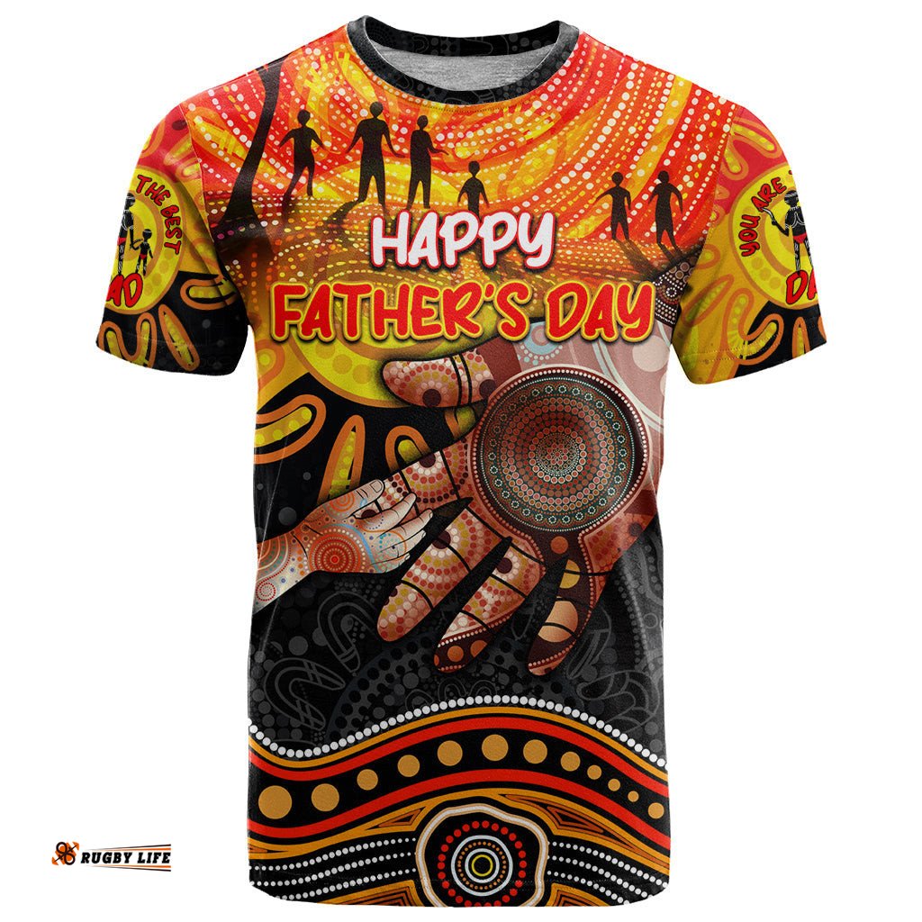 personalised happy fathers day t shirt best dad australia aboriginal dt02