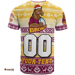 Amazing Aussie Brisbane Broncos T-shirt - Custom Brisbane Broncos Mascot Knitted Christmas Patterns T-shirt