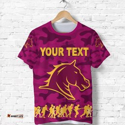 custom personalised brisbane broncos t shirt anzac day camouflage vibes maroon