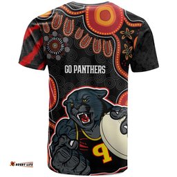 Amazing Aussie Australia Penrith Panthers T-shirt - Custom Australia Penrith Panthers Aboriginal Inspired with Ball Indigenous Style of Dot Painting Traditional