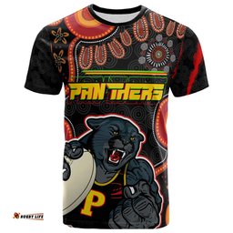 Amazing Aussie Australia Penrith Panthers T-shirt - Custom Australia Penrith Panthers Aboriginal Inspired with Ball Indigenous Style of Dot Painting Traditional