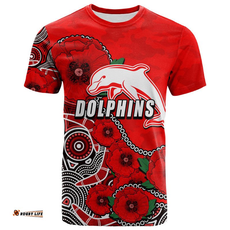 custom personalised anzac day nrl dolphins army mix aboriginal t shirt