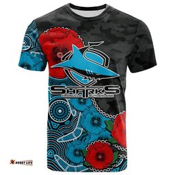 custom personalised anzac day nrl sharks army mix aboriginal t shirt