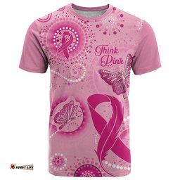 personalised australia indigenous t shirt breast cancer ribbon think pink pink version