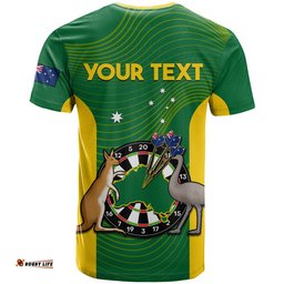custom personalised australia darts national color mix kangaroo and emu t shirt