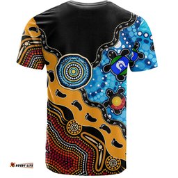 Amazing Aussie Australia T-Shirt Aboriginal Inspired River And Land Style Of Dot Painting