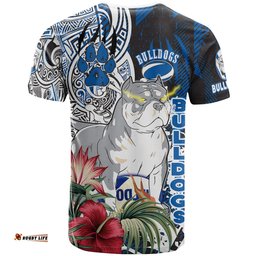 Amazing Aussie Australia Canterbury-Bankstown Polynesian T-Shirt - Custom Super Canterbury-Bankstown With Polynesian Tribal Pattern And Hibiscus Flower T-Shirt