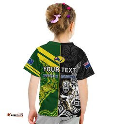 custom personalised australia kangaroos and all black rugby t shirt aboriginal mix nz maori fern
