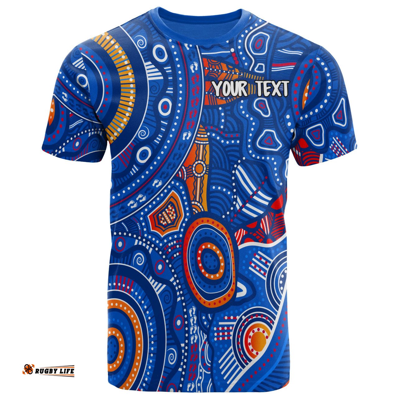 Amazing Aussie [Custom] Australia Aboriginal Inspired T-Shirt - Indigenous Footprint Patterns Blue Color