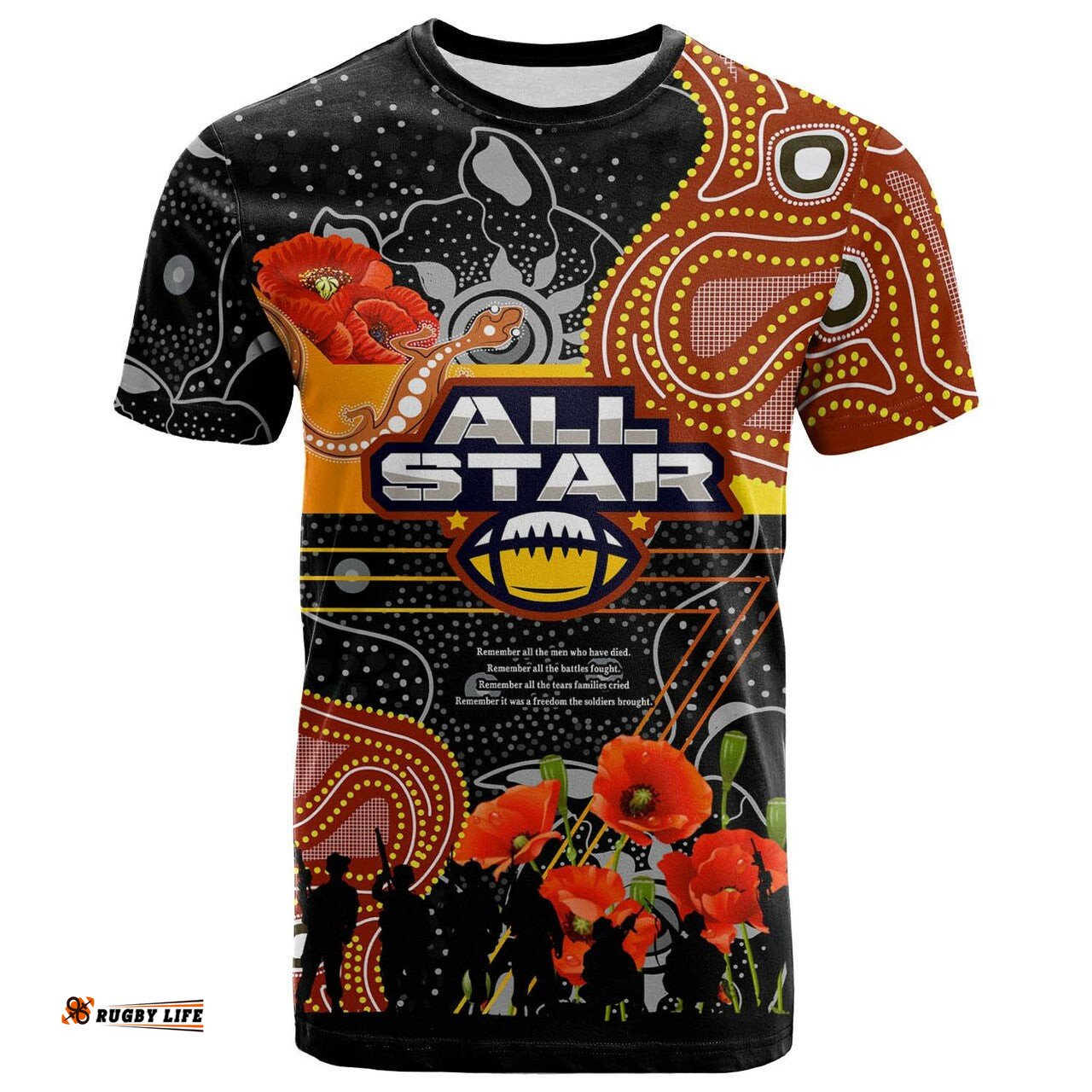 all stars rugby t shirt anzac day quotes all stars aboriginal poppy indigenous t shirt