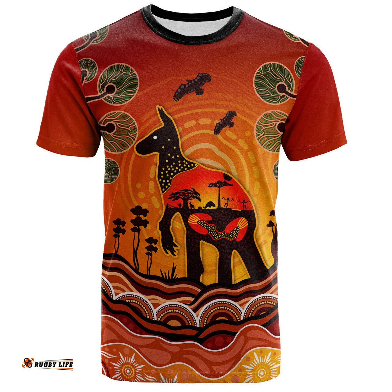 Amazing Aussie Australia T-Shirt Aboriginal Indigenous Kangaroo With Dot Painting Pattern