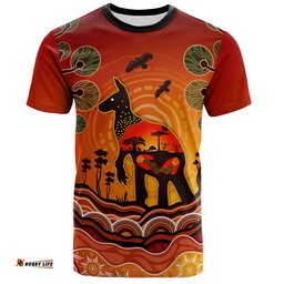 Amazing Aussie Australia T-Shirt Aboriginal Indigenous Kangaroo With Dot Painting Pattern