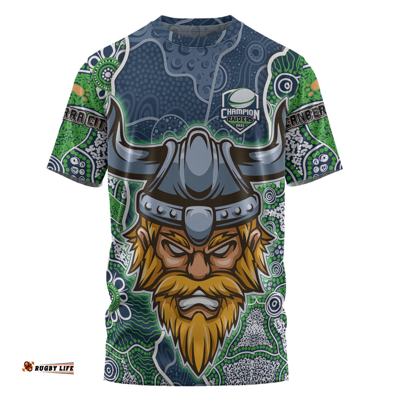 Amazing Aussie Canberra Raiders Grand Final Custom T-shirt - Custom Raiders Contemporary Style Of Aboriginal Painting T-shirt