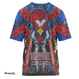 Amazing Aussie Sydney Roosters Anzac Watercolour Custom T-Shirt - Remembrance Sydney Anzac Day With Poppy Flower