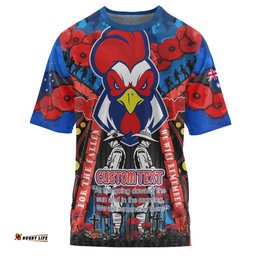 Amazing Aussie Sydney Roosters Anzac Watercolour Custom T-Shirt - Remembrance Sydney Anzac Day With Poppy Flower