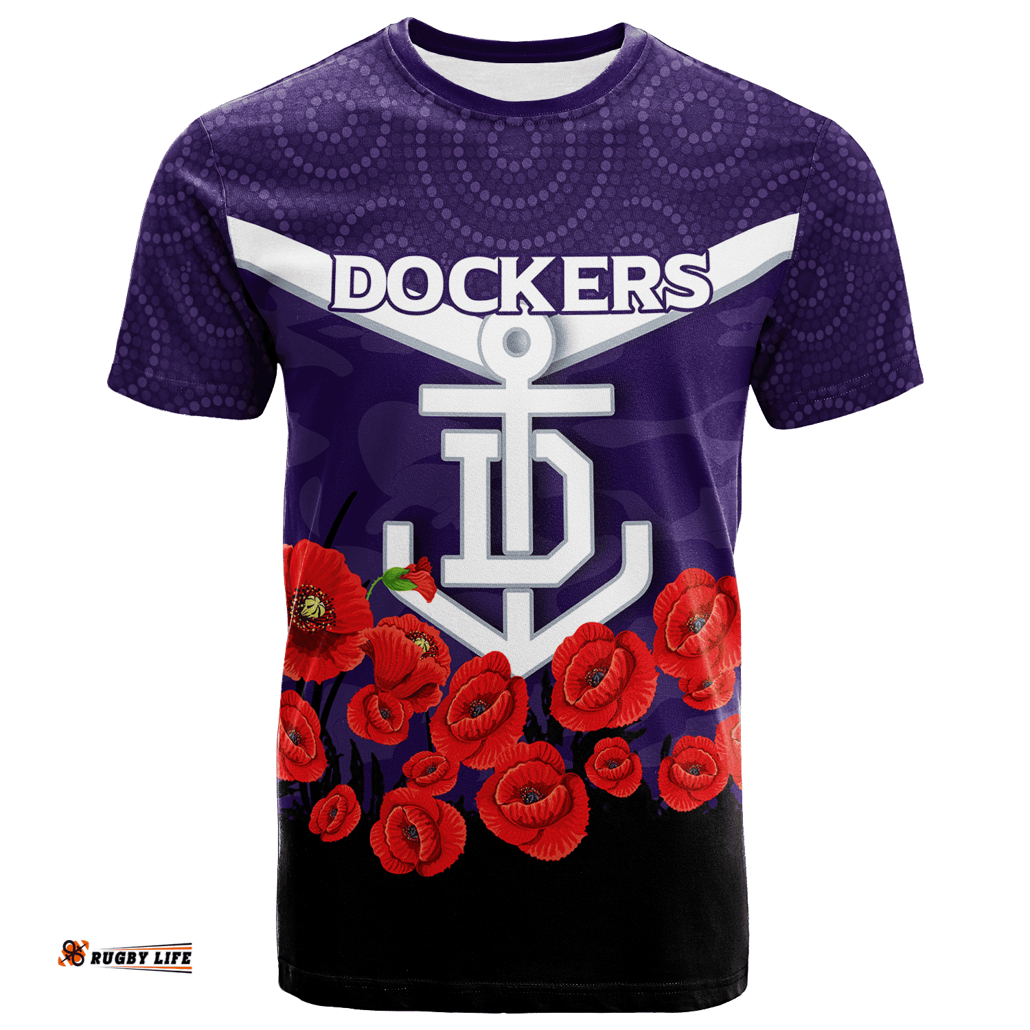 dockers anzac day t shirt indigenous art