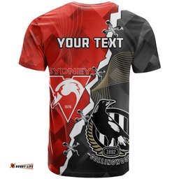 personalised collingwood and swans football t shirt 2023 together sporty style