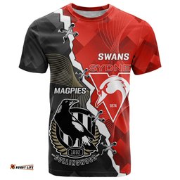 personalised collingwood and swans football t shirt 2023 together sporty style