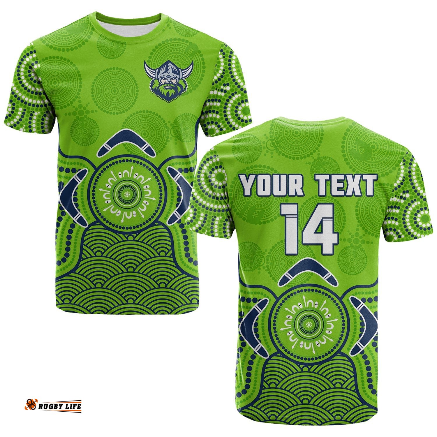 custom text and number raiders rugby t shirt the green machine indigenous artsy