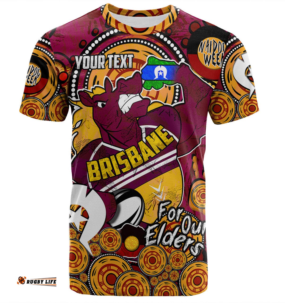 Amazing Aussie Brisbane Broncos Naidoc Week Custom T-shirt - Brisbane Broncos Naidoc Week For Our Elders Bronx for Life Sport Style T-shirt