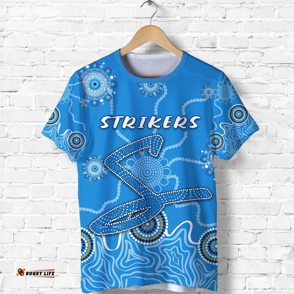 adelaide strikers t shirt indigenous blue energy