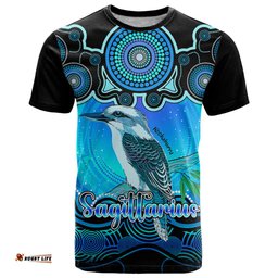 personalised australia sagittarius kookaburra zodiac t shirt auz astrology aboriginal aqua