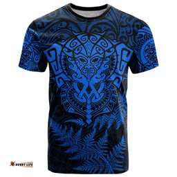 personalised new zealand rugby t shirt silver fern all black mix ta moko blue style
