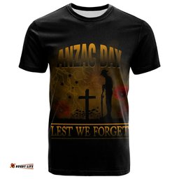 Amazing Aussie Australia Anzac T-shirt Lest We Forget 2D Style (Gold)