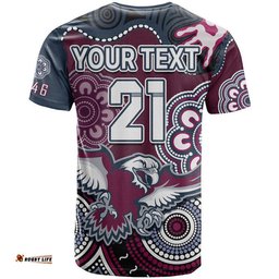 custom text and number sea eagles rugby t shirt simple aboriginal 1946