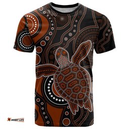 aboriginal turtle t shirt brown style