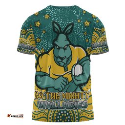 Amazing Aussie Australia Wallabies Custom T-shirt - Custom With Aboriginal Inspired Style Of Dot Painting Patterns  T-shirt